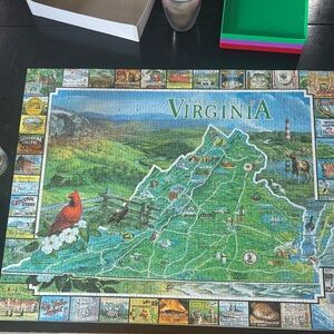White Mountain Virginia Map Puzzle - Green & Blue